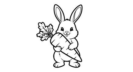 Obraz premium Cute bunny holding a fresh carrot illustration