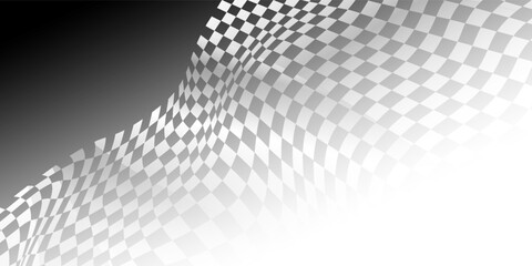 Checkered black and white racing flag on white. Copy space. vector illustration