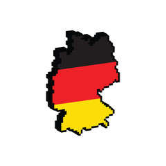 Fototapeta premium 3D isometric pixel art germany map 8 bit vector icon for computer game, logo