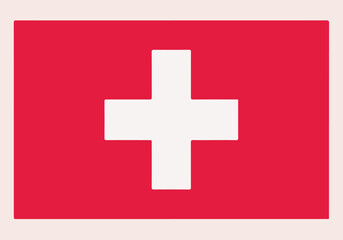 Obraz premium Swiss National Flag Minimal Flat Red White Cross Vector