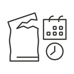 line symbol, icon of best before date for open package, use before, expiration date product,  editable vector illustration