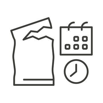 line symbol, icon of best before date for open package, use before, expiration date product,  editable vector illustration