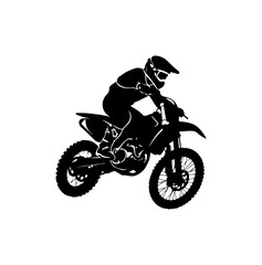 Motocross Rider in Action - Black Vector Illustration