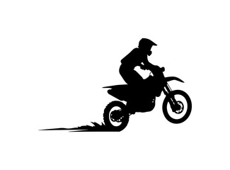 Dynamic Motocross Rider Silhouette Vector Art