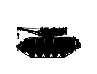 Military Armored Crane Vehicle Vector Illustration