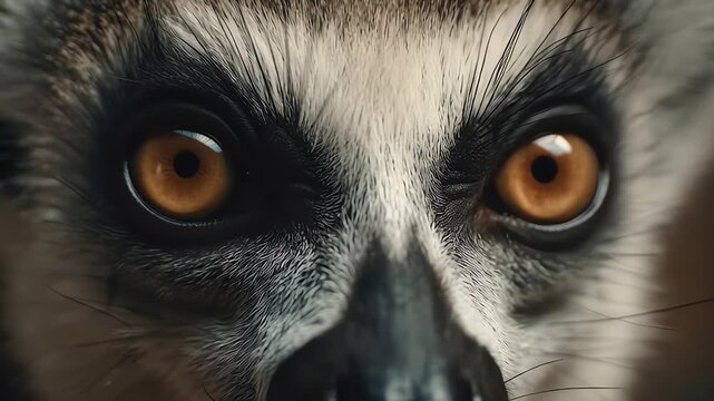 Intense Ring-Tailed Lemur Stare Close-Up