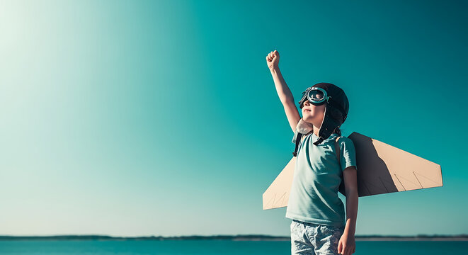 Happy child playing outdoors