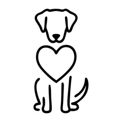 Dibujo sencillo con línea única de un perro simpático con un corazón © teracreonte