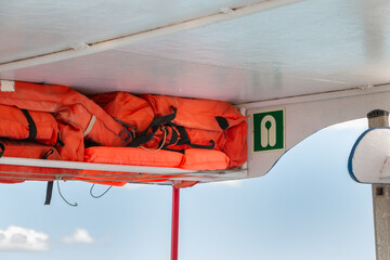life jacket stored on a boat