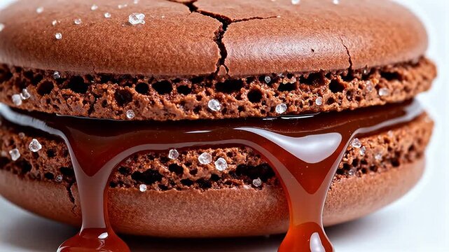 Chocolate macaron with caramel filling