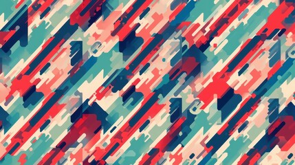 Vibrant abstract pattern with geometric shapes in red, blue, and green colors