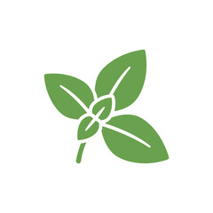 Basil Branch Icon with Two Leaves Green Vector Illustration for Kitchen Herbs © Vector Alchemy 