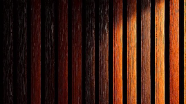 Vertical wooden slats with light and shadow