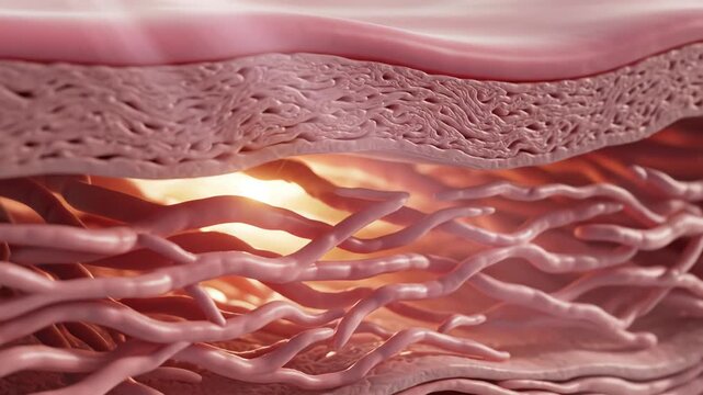 Cross section of human skin tissue