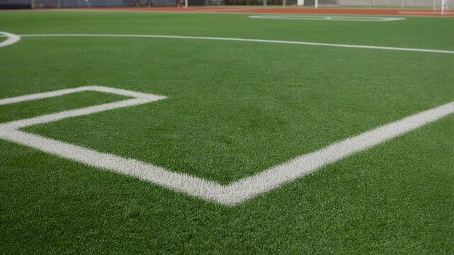 4K video of a green baseball field with white markings