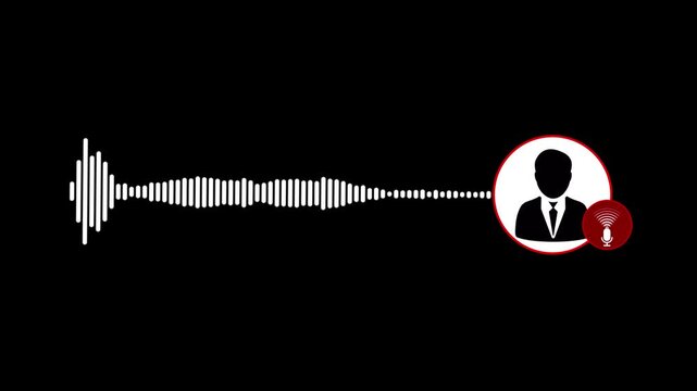 virtual voice assistance and call center audio icon animation,Virtual male character interview voice animation voice recording and podcast mic microphone button icon animation video. music equalizer.