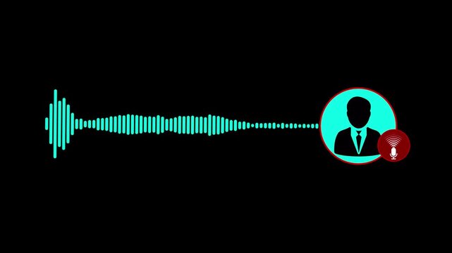 virtual voice assistance and call center audio icon animation,Virtual male character interview voice animation voice recording and podcast mic microphone button icon animation video. music equalizer.