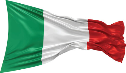 Vibrant Waving Italian Flag Illustration Symbolizing National Identity, Pride, and the Rich Cultural Heritage of Italy with Flowing Fabric Detail