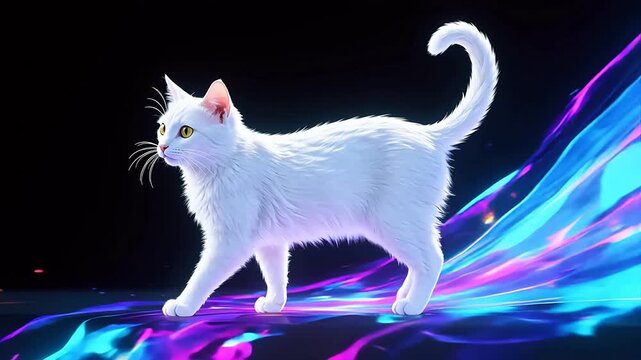 WhiteCatinaDreamy,ColorfulAuraSetting