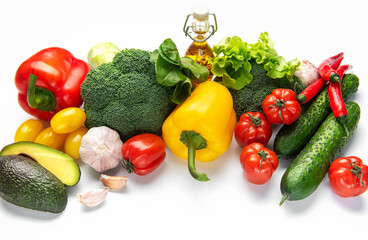 Fresh vegetables and olive oil for healthy eating