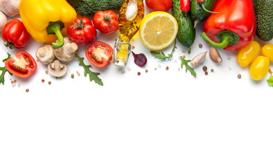 Fresh vegetables and healthy ingredients preparing salad meal