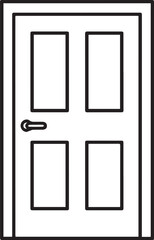 A simple, minimalist representation of a closed wooden door, emphasizing clean lines and essential elements.