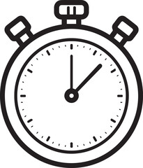 A precise stopwatch, with its hands marking the passage of time in a minimalist monochrome illustration. A timeless representation of measurement, timing, and precision.