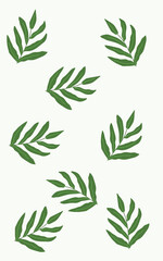 Green leaves pattern natural organic decoration wallpaper vertical background