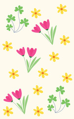 Flower yellow and pink tulip pattern beauty blooming for nature organic background