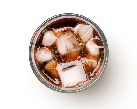glass of coke cola isolated on white