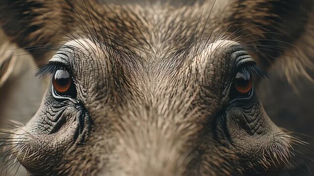 Intense Warthog Eye Contact Close-Up
