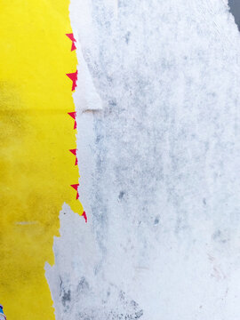 grunge torn paper poster background with yellow and white space