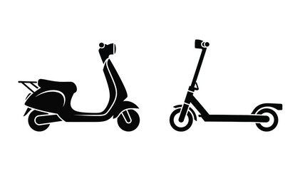Two electric scooters depicted in a striking black silhouette © Nurunnar