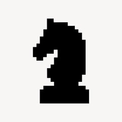 Pixelated black chess knight