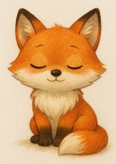 Obraz premium Adorable cartoon fox illustration.