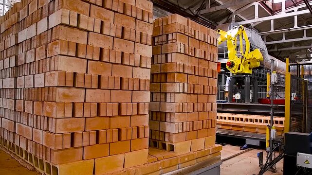 Brick factory. Production line at a factory for the production of building materials