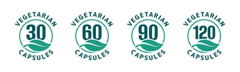 Vegetarian capsules icon with pills and plant, vegan, healthy and natural