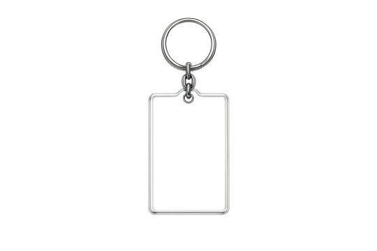 Blank rectangular transparent keychain mock-up with metal ring