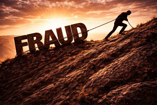 Man Confronts Financial Fraud Burden in Struggle Symbolizing Economic Challenges