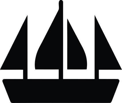 trimaran silhouette line art vector illustration on transparent background