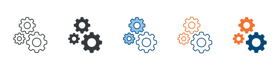 Fototapeta premium Gear Icon Set Multiple Style Collection