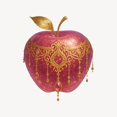 Ornate jeweled apple illustration