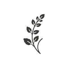 Lemon Balm Herb Icon with Curved Stems and Evenly Spaced Leaves Flat 2D Vector Illustration