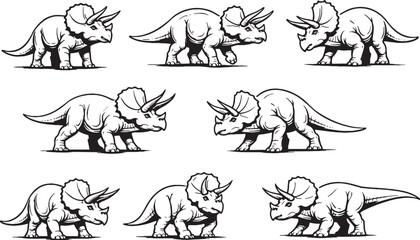 Triceratops Dinosaur Line Art Bundle icon © Hue
