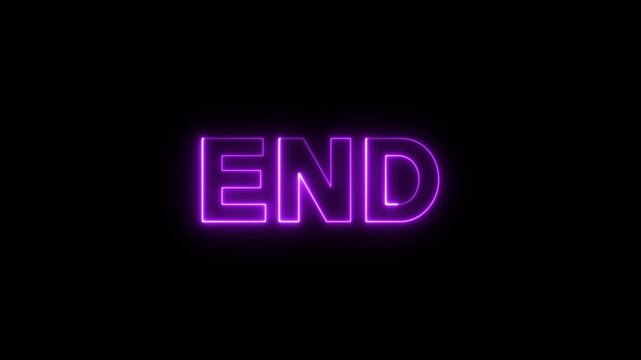 Neon glowing end text video animation in a Black Background.
