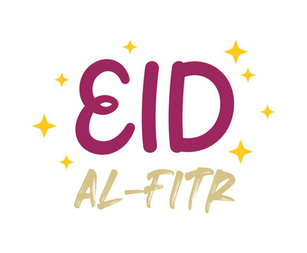 Eid al Fitr celebration greeting typography with stars