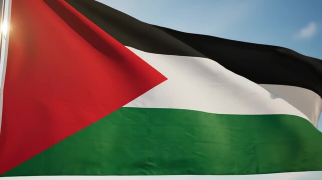 Palestinian flag waving in the wind