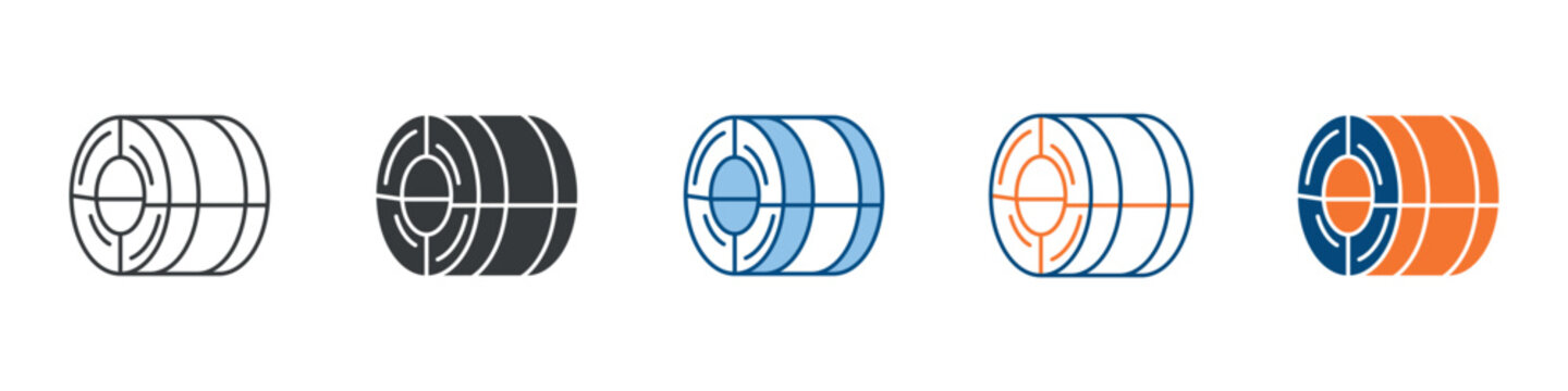 Steel Coil Icon Set Multiple Style Collection