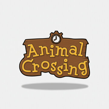 Vintage wooden sign with clock for Animal Crossing theme