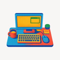 Colorful digital workspace illustration.